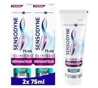 SENSODYNE - Dentifrice Clinical Réparateur - Cliniquement Prouvé pour Soulager la Sensibilité Dentaire - Commence à Réparer Dès 2 Min - Nettoyage Intense - Menthe Poivrée & Eucalyptus - 2 x 75 ml