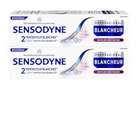 Sensodyne Professional Blancheur, Dentifrice blanchissant cliniquement prouvé pour les dents sensibles visiblement plus blanches, Bouclier Anti-tâches Menthe, Pack de 2 x 75 ml