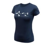 Sensor T-shirt à manches courtes en laine mérinos pour femme L oiseaux chanteurs bleu foncé