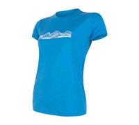 Sensor T-shirt à manches courtes en laine mérinos pour femme M montagnes bleues