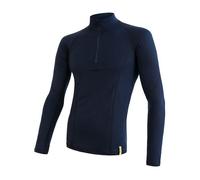 Sensor T-shirt à manches longues en laine mérinos double face avec fermeture éclair pour homme L bleu profond