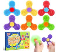 Sensoriel Fidget Spinners pour les enfants Adultes texturé doigt Fidgets 6 Pack, pierres d'inquiétude pour les enfants avec l'autisme TDAH, soulagement de l'anxiété Bureau stress jouets chaussettes pr