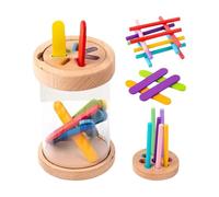 sensoriels assortis - Tasse puzzle à bâton | Jeu d'apprentissage et d'éducation interactif pour compter les tout-petits | Ensemble de support en bloc de bois assorti de haute qualité pour