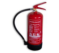 Extincteur à poudre ABC 6 kg pour la maison, le bureau et le commerce EN 3 avec manomètre, support mural et soupape de sécurité, protection contre les incendies, pied en plastique