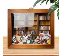 Sensory Bookshelf - Miniature Wood Bookcase Toy, Shake Fidget Educational Desktop Accessory Fun Interactive| Shaking Ornament with Smooth Movement Design for Home School Travel