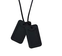 Sensory Chew Necklace for Kids or Adults, Silicone Dog Tag Pendant Chewy for Autism ADHD SPD PICA and Oral Motor Chewing Biting Needs, Fidget Chewable Necklaces (Black)