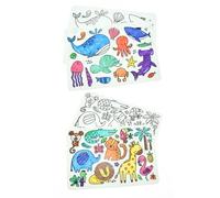 Sensory Junction Lot de 2 sets de table en silicone lavables pour enfants | Comprend 2 ensembles de marqueurs colorés, lavables, réutilisables, écologiques (MAT OCÉAN & MAT JUNGLA)