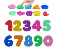 Sensory Stones - Silicone Calming Textured Set, Tactile Number Shapes, Soothing Focus Support for Children Teens Adults, Sensory Learning Tools, Compact 10-Piece Multi-Color Collection