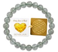 SENSUARI Bracelet Quartz Chlorite en Pierres Naturelles Rondes 8mm | Purification énergétique, Ancrage, Connexion à la Nature | Fleur de Vie incluse | Guide Pratique & Méditation | Cadeau Bien-être