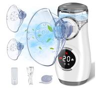 Sentasi Inhalateur Nébuliseur pour Adultes et Enfants, Ultrasonic Inhalateur Vapeur à affichage numérique LED électriques Aerosol avec Embout et Masque,Nebulisateur Bebe pour des Maladies (Gris)