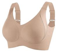 Sentdream Bra, Sentdream Women's Ribbed Push up Adjustable Wireless Bra, Women Four Breasted Adjustable Wireless
