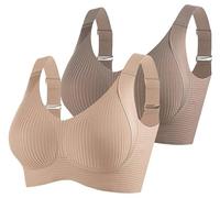 Sentdream Bra, Sentdream Women's Ribbed Push up Adjustable Wireless Bra, Women Four Breasted Adjustable Wireless
