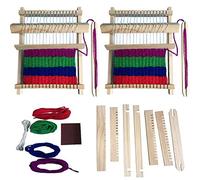 Senteen Métier à Tisser En Bois, 2pcs Cadre De Tissage Machine à Tricoter à La Main Bricolage Kit De Tissage Enfant Weaving Loom Kit De Métier Multi-Métier, Pour Débutants Et Enfants Jouets Éducatifs