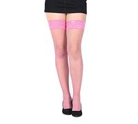 Sentelegri Bas résille sexy avec haut en dentelle Tailles S, M, L, XL, rose, XL Grande taille Taille tall