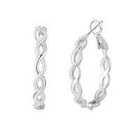 Senteria Argent Boucles d'oreilles Créoles pour Femme Argent Sterling 925 Petites Boucles d'oreilles Créoles en Argent Zircon Cubique Légères Hypoallergéniques Boucles d'oreilles Créoles Torsadées