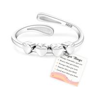 Senteria Bague Anti Stress Femme Argent 925 Reglable Spinner Bague avec Cœur Bagues Anneaux Tournants Anti-Stress pour Femme