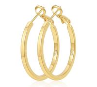 Senteria Boucles d'oreilles en argent sterling 925 pour femmes hypoallergéniques grandes boucles d'oreilles en argent légères grandes boucles d'oreilles fines à espérance 30/40/50 mm, Laiton, Pas de