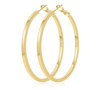 Senteria Boucles d'oreilles en argent sterling 925 pour femmes hypoallergéniques grandes boucles d'oreilles en argent légères grandes boucles d'oreilles fines à espérance 30/40/50 mm, Laiton, Pas de
