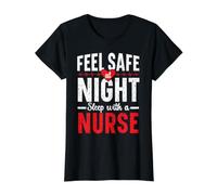Sentez-Vous en sécurité à la tombée de la Nuit avec Une infirmière médicale T-Shirt Graphique avec Valeur, Femme, Noir, XS