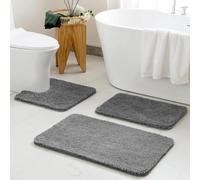 Sentidos Tapis de Bain certifié Öko-Tex, Contour Polypropylène Tapis de Bain Antidérapant à Poils Longs en Polyester (Gris, 60 x 100cm)