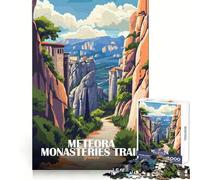 Sentier des monastères des Météores,Grèce Puzzle Adulte 1000 pièces Exercice de logique Passe-Temps agréable Bords Nets Idée Cadeau (38x26cm)
