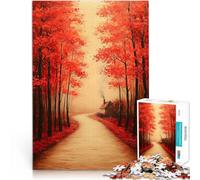 Sentier forestier d'automne Puzzle 1000 pièces pour Adolescents Jeux éducatifs avec des pièces de Formes aléatoires entièrement imbriquées 38x26cm