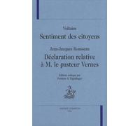 Sentiment des citoyens / Déclaration relative à M. le pasteur Vernes