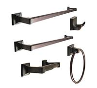 SENTO Cellar Classic Bathroom Accessories Set, Heavy Duty Metal Bath Hardware Set Wall Mounted, Includes Robe Hook, Toilet Paper Holder, Towel Ring, 18” & 24” Towel Bar (5-Piece, Oil-Rubbed Bronze)