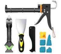 Sentoo Kit de presse à cartouche, pistolet à cartouche en silicone et outil pour enlever le mastic, grattoir à joints pour salle de bain, cuisine, sol, fenêtre, joints d'évier, cadre