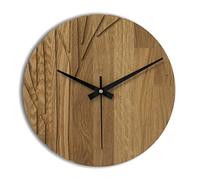 SENTOP Horloge Murale en Bois de Chêne Véritable - Moderne Décoration d'Intérieur - Grande Horloge en Bois Naturel - 50 cm