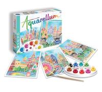Sentosphère - Aquarellum grand format - CAPITALES - Kit peinture | Activité créative avec 3 tableaux 32,5 x 25 cm - 9 peintures incluses - 7 à 99 ans - Fabriqué en France - 6397