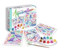 SentoSphère- Aquarellum grand format - FONDS MARINS - Kit peinture aquarellable - Activité créative avec 3 tableaux 32,5 x 25 cm - 9 peintures incluses - 7 à 99 ans - Fabriqué en France - 6401
