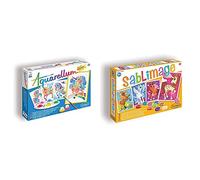 Sentosphère- Aquarellum Junior Licornes, 6507, Bleu & Sablimage Licornes, 8812, Orange