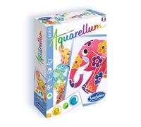 SentoSphère - AQUARELLUM MINI - ELEPHANTS 4 PLANCHES - Kit peinture - Peinture Aquarellable Magique - A partir de 5 ans - fabriqué en France, Ensemble de 8 pièces