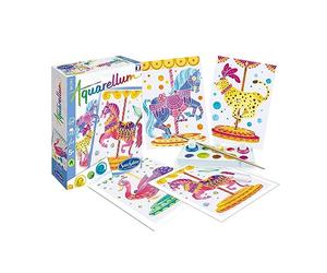 SentoSphère - AQUARELLUM MINI - MANEGE 4 PLANCHES - Kit peinture - Peinture Aquarellable Magique - A partir de 5 ans - fabriqué en France