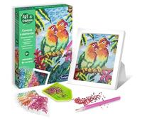 Sentosphère - Art & Créations Canevas à Diamanter Inséparables - Activité manuelle strass - Activité Enfants - Tableau pixel DIY décoratif - Dès 8 ans - 20380