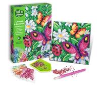 Sentosphère – Canevas à diamanter Papillons et Marguerite – Tableau pixel décoratif en strass, dès 8 ans