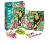 Sentosphère - Art & Créations - Canevas à Diamanter Toucan - Activité manuelle strass - Activité Enfants - Tableau pixel DIY décoratif - Dès 8 ans - 20280