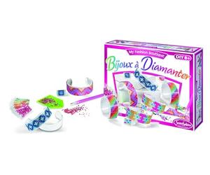 Sentosphère - Art & Créations - Kit Bijoux à Diamanter - Activité Créative Enfant dès 8 Ans - 4 Bracelets + 4 Bagues à Décorer avec Strass - Fabriqué en France - 32520