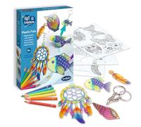 Sentosphère - Art & Créations - Plastic Folie - Colorier les dessins - et Kit Porte clés et Magnets Créatifs - Feuilles Thermorétractables - Dès 6 Ans - 20820, Bianco
