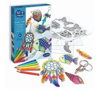 Sentosphère - Art & Créations - Plastic Folie - Colorier les dessins - et Kit Porte clés et Magnets Créatifs - Feuilles Thermorétractables - Dès 6 Ans - 20820