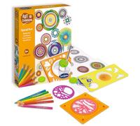 Sentosphère - Art & Créations - Spiral’ Art Mandala Créatif - Kit Mandalas Enfant - 6 Roues Spirales - 10 Crayons de Couleur - Dès 6 Ans - Loisirs Créatifs - 20810, Centre