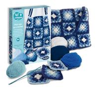 Sentosphère - Mon Sac en Patchwork Bleu - Loisir créatif - Coffret pour enfants - Initiation au Crochet dès 10 ans - Granny Squares tendance - Laine douce - 20601