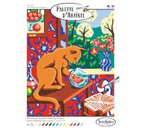 Sentosphère- Palette d'Artiste - Le Chat et le Poisson - Peinture par numéros - 16 couleurs - Qualité Beaux Arts - Loisirs et créatifs adultes - Made in France