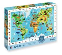 Sentosphère - Puzzle 100 pièces - Planisphère des animaux - Cherche et trouve - Dès 6 ans