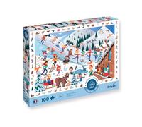 Sentosphere - Puzzle 100 pièces - Cherche et Trouve - Sports d’Hiver - 100 pièces - Complète Le Puzzle et Trouve Les activités Sportives d’Hiver - Finition Soft Touch - 54.8x38.4cm - 58 pions