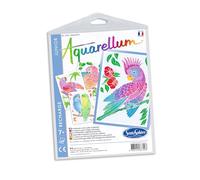 SentoSphère - RECHARGE AQUARELLUM JUNIOR - PERROQUETS - Recharge Cartes Aquarellum - Kit peinture - Peinture Aquarellable Magique - A partir de 6 ans - fabriqué en France