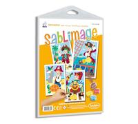SentoSphère - RECHARGE SABLIMAGE - PIRATES - 889R - Kit Loisir Créatif - 4 planches à colorier avec du sable - A partir de 4 ans - Fabriqué en France, Taille unique