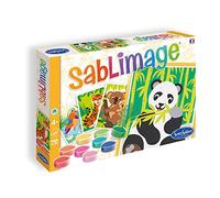 SentoSphère - SABLIMAGE - ANIMAUX EN DANGER - 8805 - Kit Loisir Créatif - Réaliser 4 tableaux avec 15 tonalités de sable - A partir de 4 ans - Fabriqué en France, Orange