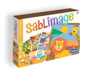 Sentosphère - Sablimage Faune africaine - Kit Loisirs Créatifs Enfant - 4-Tableaux en sable - 16 Couleurs de Sable Coloré - Concept Box avec Cadre - Dès 4-Ans - Fabriqué en France -881